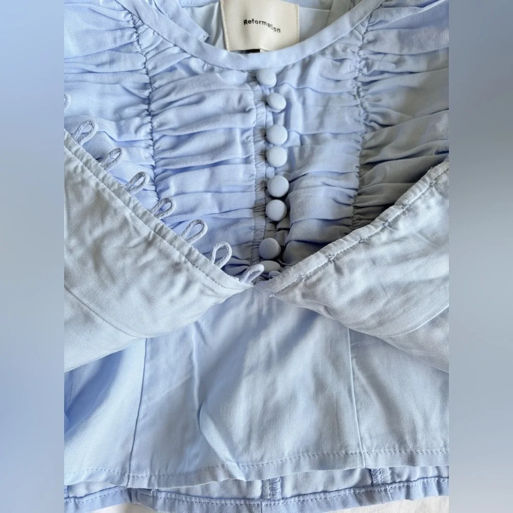 NWT Reformation Archer Top Ice Water Light Blue | US 0 UK 4 - Picture 12 of 13